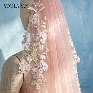 YouLaPan Vestido de <span class=keywords><strong>Novia</strong></span> Romántico de Tul con Encaje <span class=keywords><strong>Rosa</strong></span> Claro, Estilo Iglesia, con <span class=keywords><strong>Velo</strong></span> Largo de Una Sola Capa y Accesorios de Peineta V330 - Product Image 2