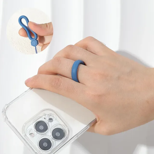 Liquid Silicone Phone Finger Ring Strap Anti Drop Lanyard Portable Cell Phone Holder Loop for Smartphone Case