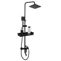 Ensemble de Douche Moderne en Laiton Noir Mural Effet Pluie avec Mitigeur pour Salle de Bain