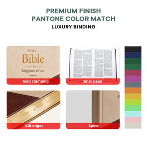 Biblia de Tapa Dura con Diseño Personalizado, Logotipo en Relieve, Cubierta de PU Marrón, Biblia en Inglés - Product Image 2