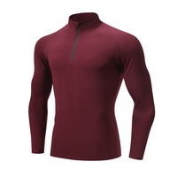 Veste de sport slim à col montant pour homme printemps-automne, idéale pour le basketball et la course, avec demi-fermeture éclair, manches longues et tissu très élastique
