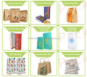 100% sac biodégradable sac d'emballage alimentaire de collation personnalisé pour l'emballage alimentaire, sac d'emballage de pop-corn, sac en papier artisanal brun - Product Image 5