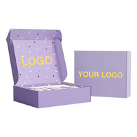 Logo personnalisé écologique petite pliante rose violet mignon boîte cadeau cosmétique boîte de papier d'emballage