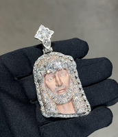 Pendentif 3D Visage de Jésus en Moissanite VVS avec attache papillon glacée, Bijoux Hip Hop pour Hommes, Style Chaîne Personnalisé