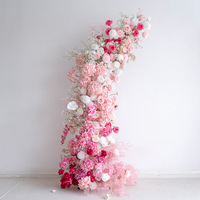 Arche en corne de vache rose de style européen pour décoration de mariage en extérieur, photographie, demande en mariage, cérémonie, fleur artificielle