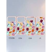 Étui de téléphone magnétique à motif macaron de dessin animé, compatible avec le matériau PMMA bleu marine, design unisexe avec décoration moulée