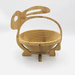 Wooden Dry Fruit Basket for Christmas Decorations Gift Bamboo Fruit and Veggie Basket Foldable Fruit Basket