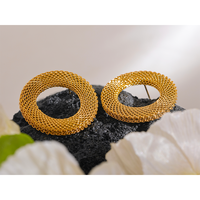 Boucles d'oreilles clous grandes et rondes en acier inoxydable plaqué or Gaovo, maille ajourée, bijoux fantaisie géométriques tendance pour femme, usage quotidien