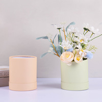 Vente en gros de tubes ronds colorés mats pour fleurs, boîte cadeau florale cylindrique en carton de 12x12 cm avec couvercle pour bouquet de fleurs fraîches