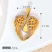 Nouveauté 2026 : Pendentif Cœur Ailes en Zirconia Doré Scintillant de Qualité Supérieure avec Fermoir en Cuivre pour la Fabrication de Bijoux DIY