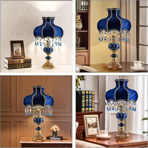 Lámpara de Mesa Romántica con Forma de Tulipán de Resina Azul Real Vintage, Decoración Cálida <span class=keywords><strong>para</strong></span> el Hogar, <span class=keywords><strong>para</strong></span> Dormitorio, Sala de Estar, Comedor - Product Image 3