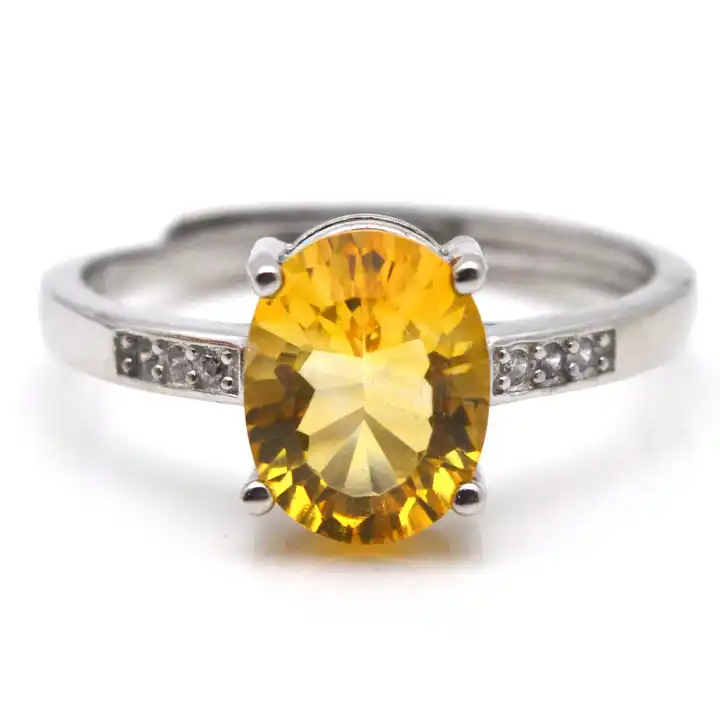 Oval Citrine Ring with Square Garnet Accents in 14k Yellow Gold – The  Castle Jewelry