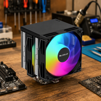 Refroidisseur de processeur pour PC de jeu de bureau COOLLEO A60T à six tuyaux, interface 4PIN, radiateur à roulement fluide en cuivre et aluminium