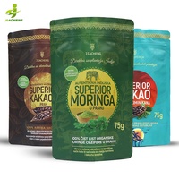 Sachets personnalisés de qualité alimentaire pour poudre de Moringa, compléments alimentaires à base de plantes, emballage de sachets refermables en plastique avec logo