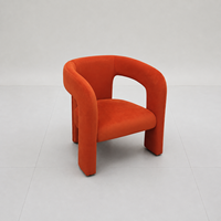 Fauteuil de salon en velours orange de luxe Foshan, en stock, prêt à être expédié, mobilier de salon, chaise d'appoint en forme de baril pour salle à manger