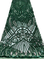 Tissu en dentelle française brodé de perles, de paillettes et de strass, 100% polyester, écologique, largeur 125 cm, pour robes et sacs