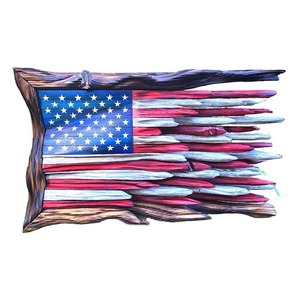 New Eco-friendly Independence Day American Flag Wooden Three-Dimensional Square Wall Mounted Pendant <strong>Retro</strong> <strong>Decorative</strong> - Product Image 4