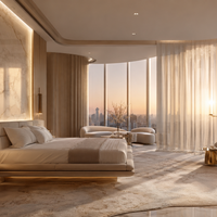 Décoration moderne grise pour chambres d'hôtel, ensembles de meubles complets pour lits simples et doubles, pour chambre double d'hôtel