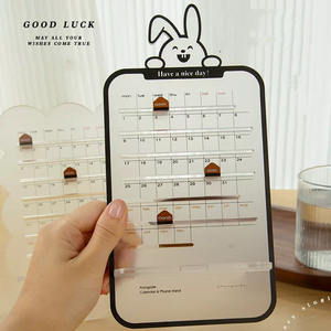 Calendario <span class=keywords><strong>perpetuo</strong></span> acrílico de dibujos animados lindo con soporte para teléfono móvil hebilla deslizante Calendario de escritorio para decoración de escritorio - Product Image 1