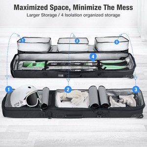 Free sample Single Snowboard and Snowboard <b>Boots</b> Travel Bag Multi-use Rolling Ski Bag Black Snowboard Bag Wheels Handle Straps - Product Image 6