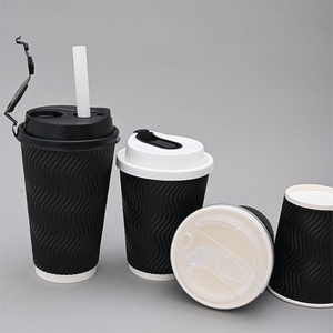 Tazas de papel desechables ecológicas con logotipo personalizado, gran venta de tazas de papel Kraft onduladas de doble pared para café para llevar - Product Image 4