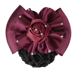 Cubierta de <span class=keywords><strong>moño</strong></span> de <span class=keywords><strong>pelo</strong></span> para mujer, <span class=keywords><strong>redecilla</strong></span> de red, decoración de lazo, pasador, pinza para el <span class=keywords><strong>pelo</strong></span>, cinta de lazo, accesorios para el cabello de flores (rosa), 2017 - Product Image 2