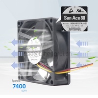 Sanyo 9GA0812P4J001 Kipas Pendingin Aksial Chassis PWM Daya Rendah DC 80x25mm 12V DC Konsumsi Daya Rendah