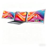 Extensor de Pantalla Triple para Portátil S3 de 14 Pulgadas, 1080P FHD IPS, Monitor Portátil Plegable con Altavoz Integrado, Plug and Play, 60Hz, Tipo-C, 13"-17"