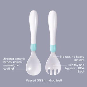 Set di Cucchiaio e Forchetta per Bambini in Ceramica Ecologica MIDDIA, Vendita all'Ingrosso, Portatile, con Logo Laser Personalizzabile, per Alimentazione e Regali - Product Image 2