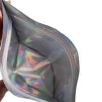 Sac métallique refermable à zip-lock en mylar holographique à paillettes laser imprimé anti-odeur personnalisé