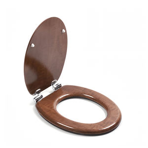 Dudukan Kloset Kayu Solid Premium dengan Engsel Krom, Penutup Kloset WC dengan Finishing Motif Kayu Ek, Dudukan Kloset untuk Lansia di Kamar Mandi - Product Image 4