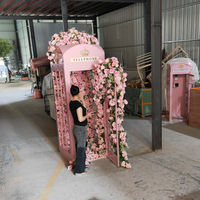 Idées cadeaux pour la saint-valentin 2023, Installation artistique personnalisée, cabine téléphonique florale, événements de mariage, fleur de Rose artificielle Rose