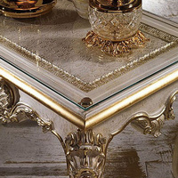 Table basse de style baroque, meubles de Foshan, table basse en bois sculptée à la main avec feuille d'or, meubles du Guangdong