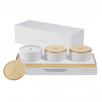 Boîtes cadeaux personnalisées en carton et céramique parfumées pour 3 bougies, avec logo, vente en gros, marque privée