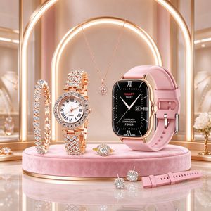 A58 <span class=keywords><strong>Plus</strong></span> Orologio da Donna in Oro, Smartwatch <span class=keywords><strong>Unico</strong></span> con Collana e Anello in Oro, Doppio Cinturino per Donne - Product Image 1
