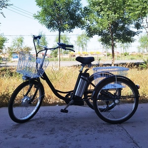 Triciclo <span class=keywords><strong>a</strong></span> ruota da 24 pollici triciclo elettrico motore 350W <span class=keywords><strong>a</strong></span> <span class=keywords><strong>3</strong></span> <span class=keywords><strong>ruote</strong></span> triciclo per adulti Cargo bicicletta elettrica con cestello - Product Image 5