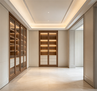 Meuble de salon en bois massif avec vitrine en verre de haute qualité, design moderne et luxueux, armoire à vin d'angle, conception personnalisée