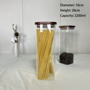 低最小起订量2pc套装加厚方形大玻璃罐，带相思盖，用于食品储存 - Product Image 2