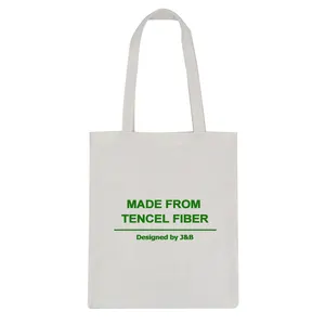 Lyocell Tencel Fiber Canvas Tote Shopping Bag with Printed Logo Custom Eco Friendly Biodegradable Natural Shop Gift Bags