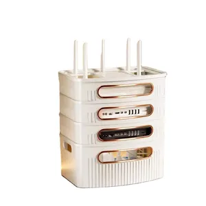 Multi-layer multifunction Desktop Storage Box Plastic Cable WIFI wireless router storage box