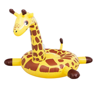 Flotador de piscina de jirafa inflable de gran tamaño, Jinete para exteriores con asas