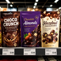 Sachets d'emballage personnalisés imprimés pour chocolats et snacks, avec fenêtre transparente, en Mylar doré/argenté, estampés à chaud