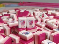 Ensemble de Mahjong américain de luxe en acrylique, motif écaille de tortue et tourbillon ambré, 166 tuiles, imprimé floral Dragon sombre, jeu de collection de table Joker