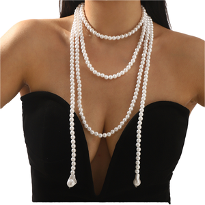 Collar Sencillo de Varias Capas, Cadena de Perlas Blancas de Hada, Collares Largos en Capas, Joyería de Moda 2026 - Product Image 2