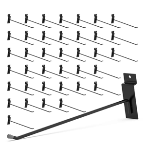 Heavy Duty slatwall <b>hooks</b> 10inch <b>Display</b> <b>Hook</b> Durable Easy Install 30lbs Capacity Black Slatwall Storage OEM - Product Image 1