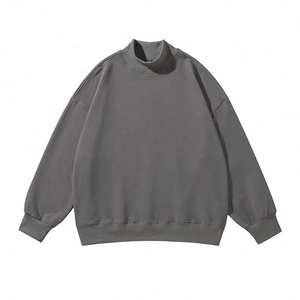 H5277 Pull oversize unisexe personnalisé par les fabricants, 380g, 100% coton French Terry, col montant, épaules tombantes, couleur unie, hiver - Product Image 2