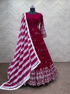 ชุดเดรสทำงาน9มม. พร้อมพิมพ์ Dupatta ชุดออกงานปาร์ตี้ดีไซน์ใหม่ปักลวดลายสวยงาม - Product Image 3