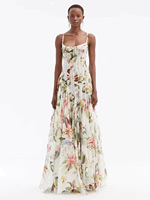 Robe longue florale 2026 prête à être expédiée, avec corset bustier, bretelles spaghetti, jupe plissée évasée, robe de plage en stock