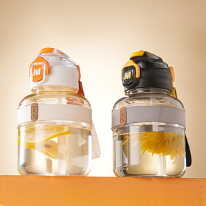 Botella de agua Big Belly de 1000ml con pajita, botella deportiva de plástico portátil de gran capacidad, sin BPA, para niños, escuela, gimnasio - Product Image 5