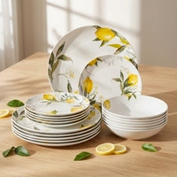 Service de table en porcelaine fine (New Bone China) 18 pièces, motif citron, pour 6 personnes, fourni directement par l'usine